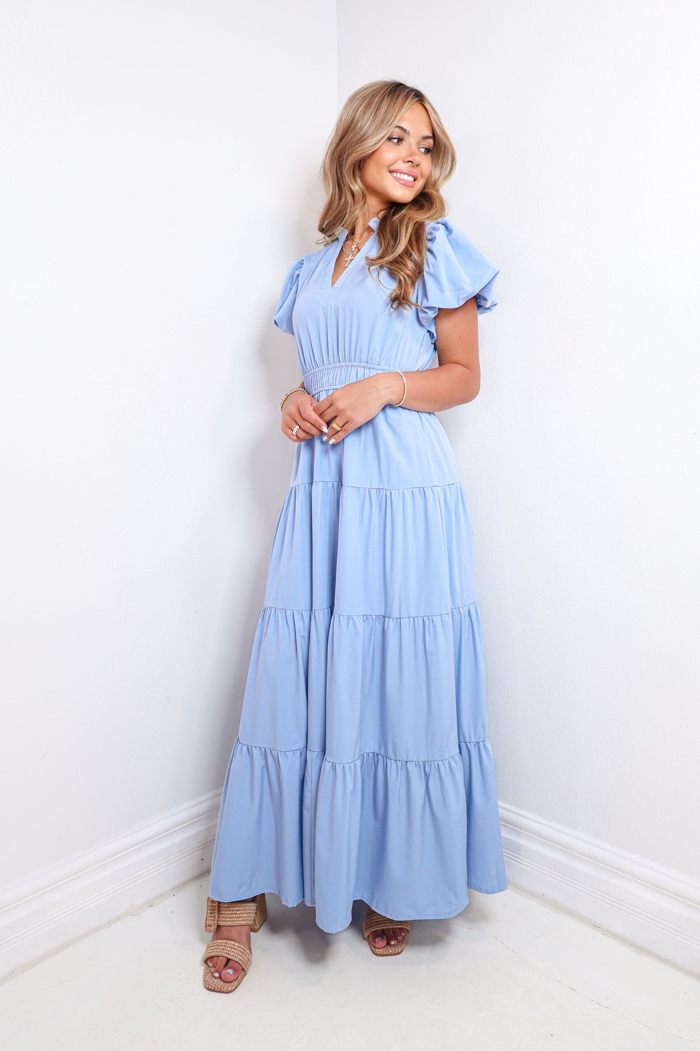 Belle Of The Breeze Puff Sleeve Maxi Dress