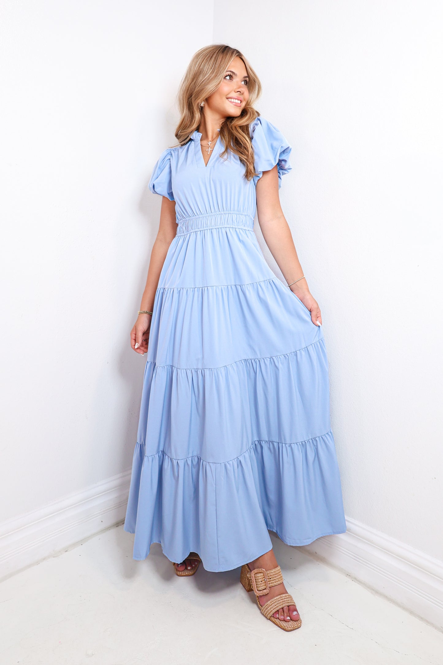 Belle Of The Breeze Puff Sleeve Maxi Dress