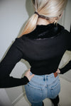 Black Cropped Fur Collar Jacket Top-Outerwear-KCoutureBoutique, women's boutique in Bossier City, Louisiana