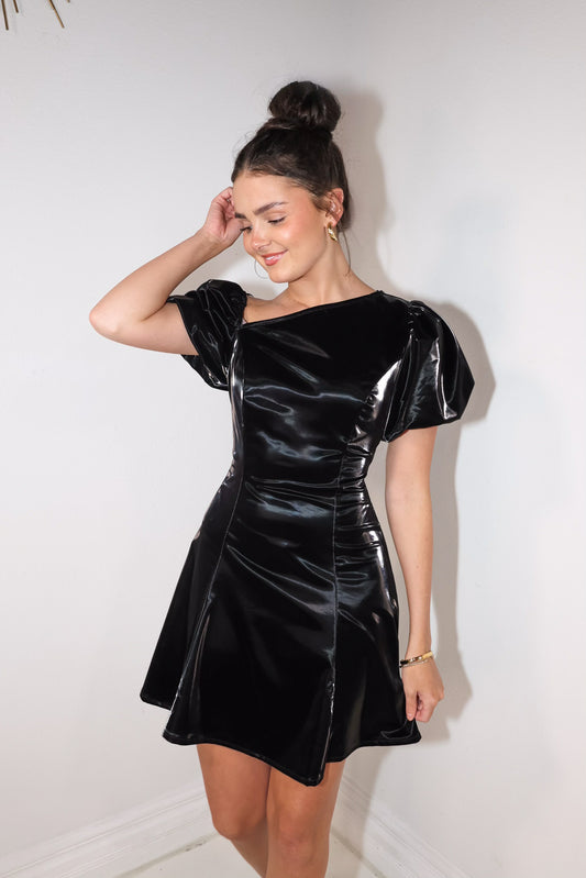 Black Mirror Flare Mini Dress