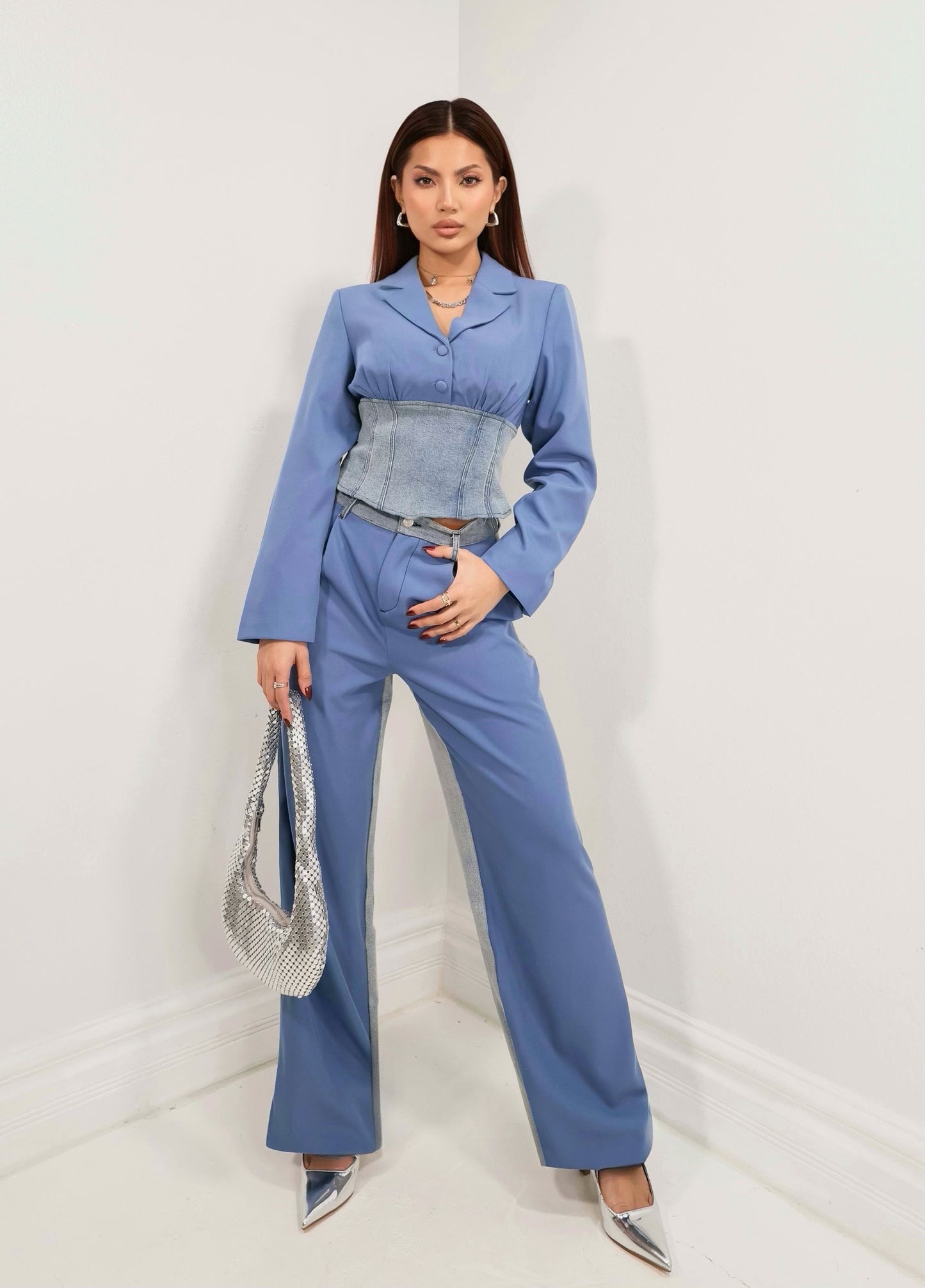 Blended Blues Contrast Denim Trousers