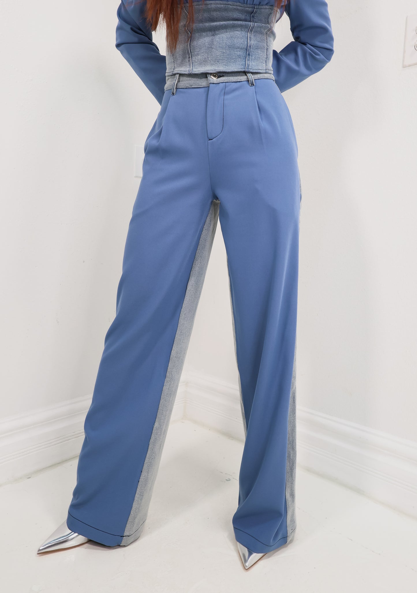 Blended Blues Contrast Denim Trousers