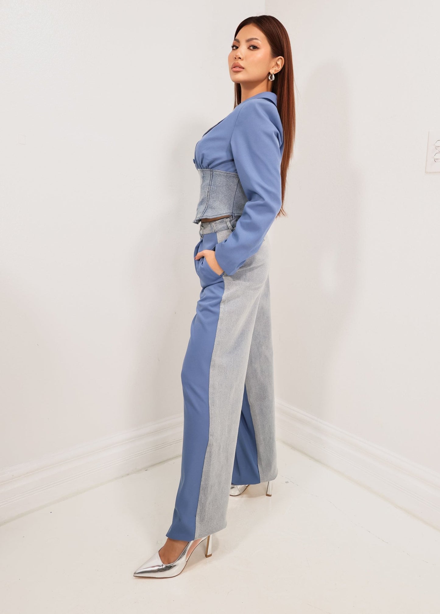 Blended Blues Contrast Denim Trousers