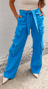 Blissful Blue Belted Cargo Pants-Bottoms-KCoutureBoutique, women's boutique in Bossier City, Louisiana