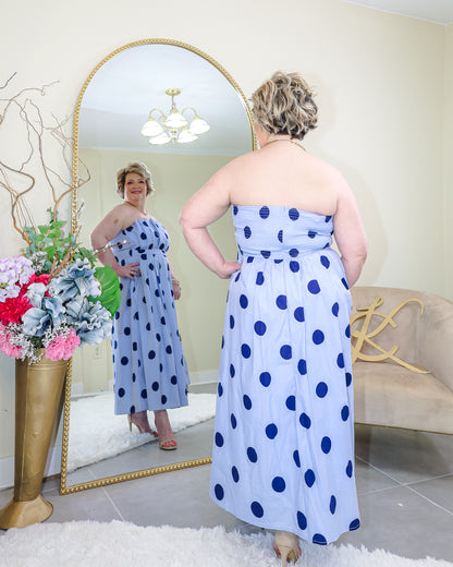 Blue Belle Polka Dot Midi Dress