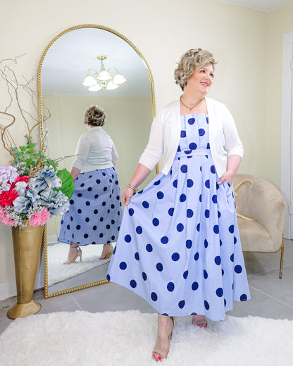 Blue Belle Polka Dot Midi Dress