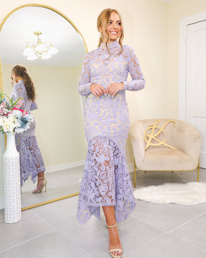 Blue Orchid Lace Midi Dress