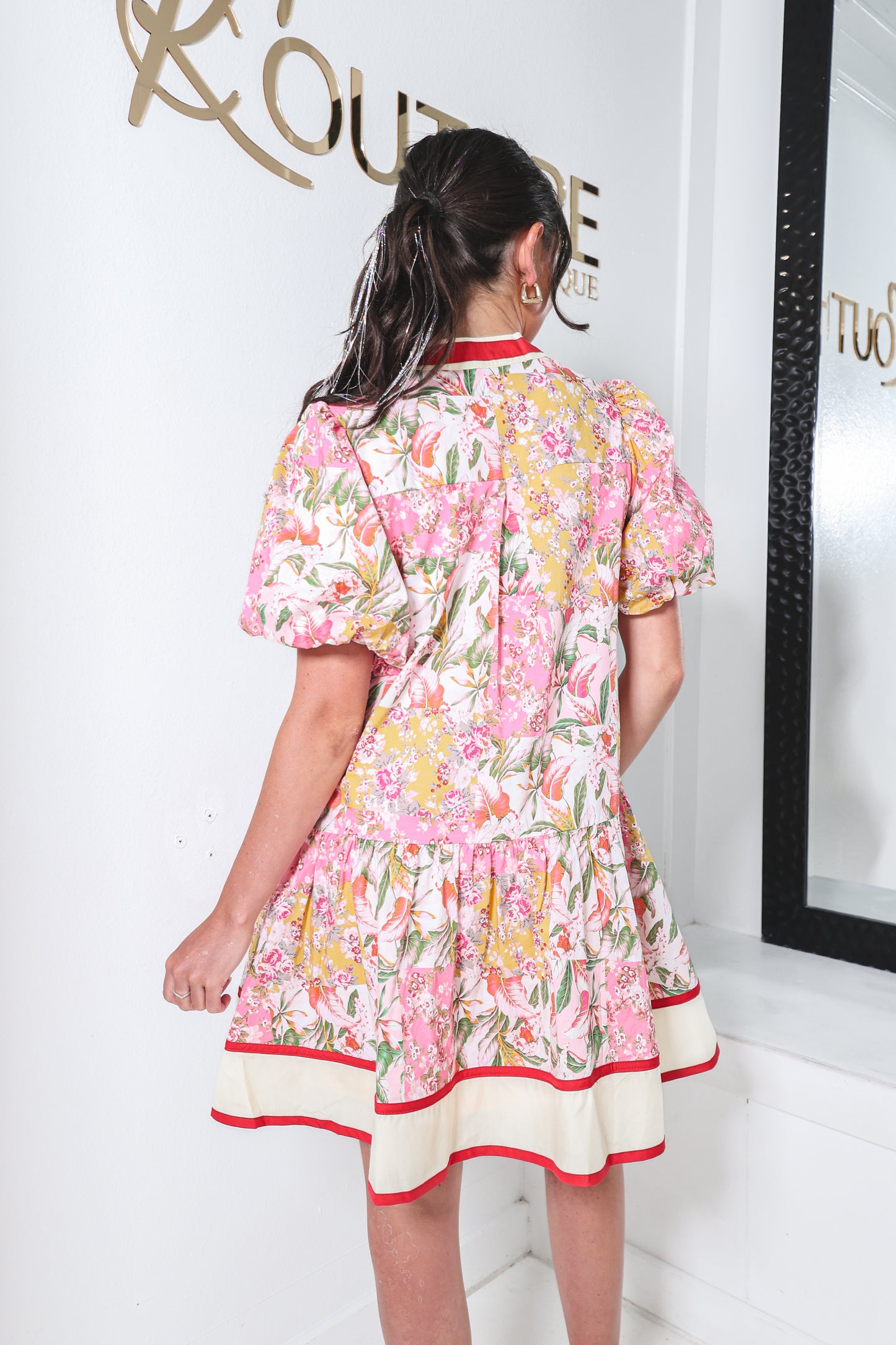 Blushing Meadow Puff Sleeve Mini Dress