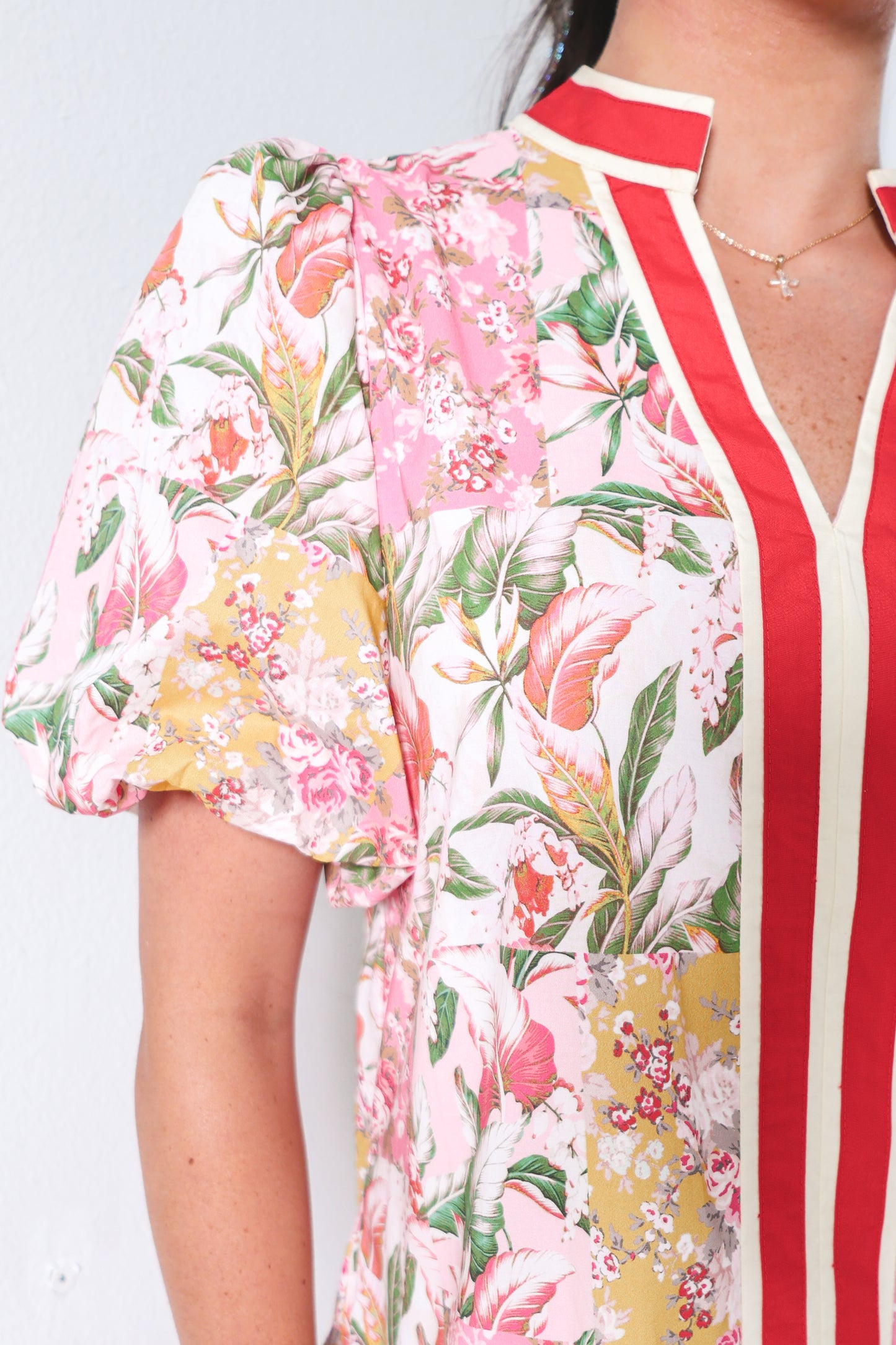 Blushing Meadow Puff Sleeve Mini Dress