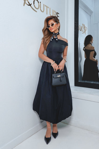 Bold in Black Bubble Midi Skirt