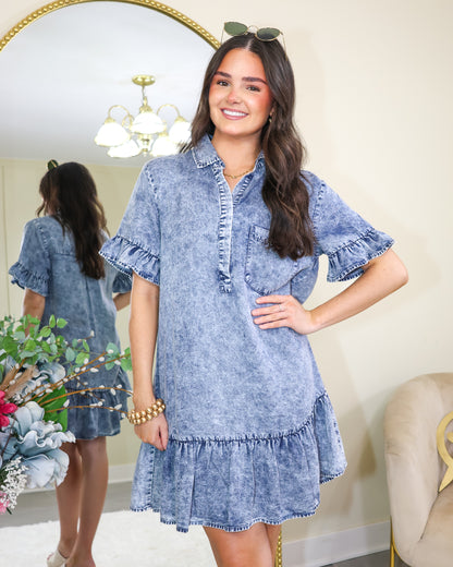 Boots & Blush Denim Collared Shirt Dress