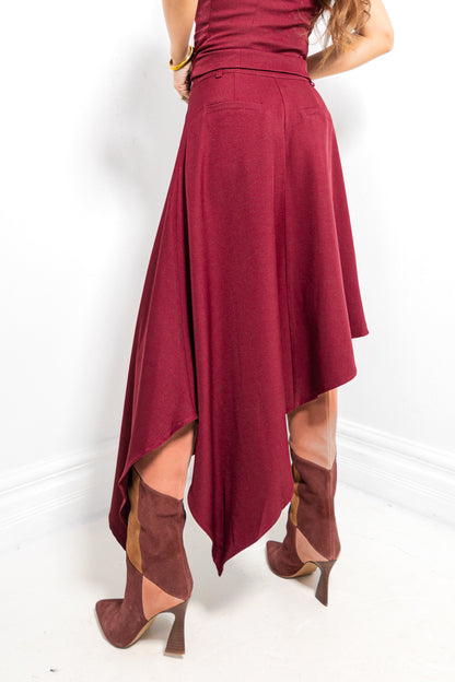 The Bordeaux Asymmetrical Midi Skirt