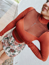 Brianna Mesh Long Sleeve Bodysuit-Tops-KCoutureBoutique, women's boutique in Bossier City, Louisiana