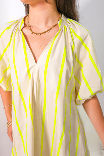 Bright Side Puff Sleeve Shift Dress