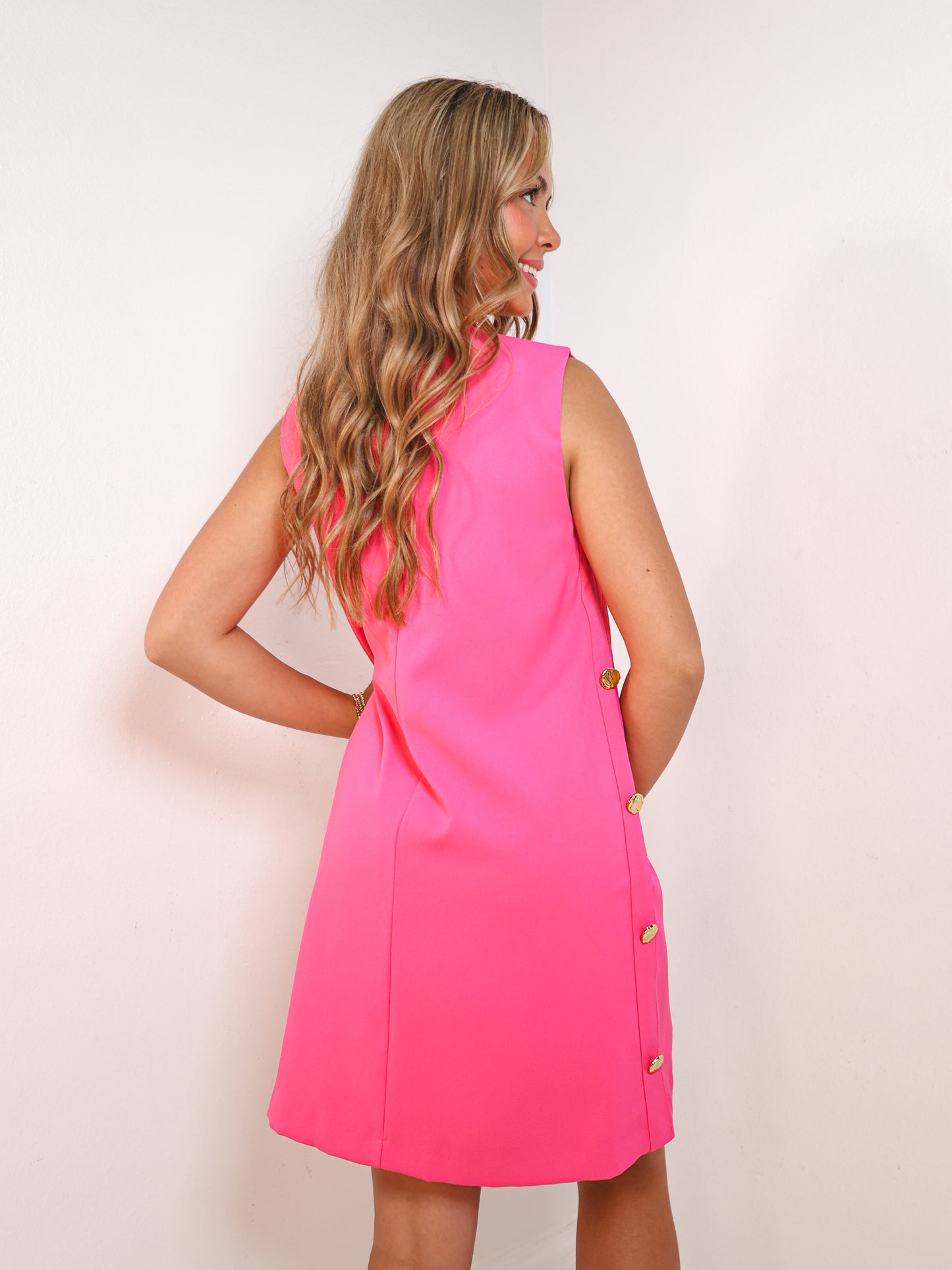 Buttoned Bliss Mini Shift Dress