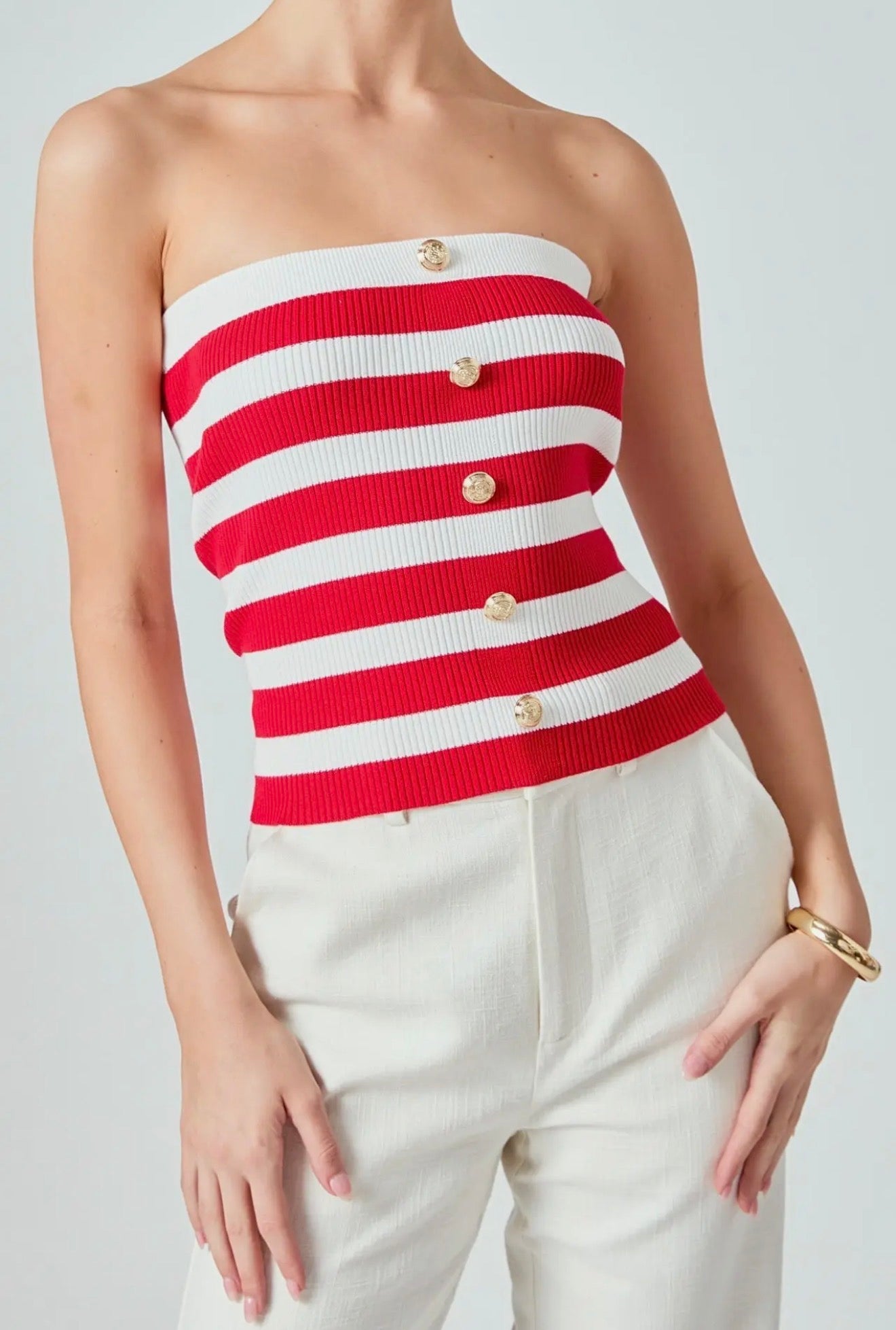 Striped Strapless Tube Top