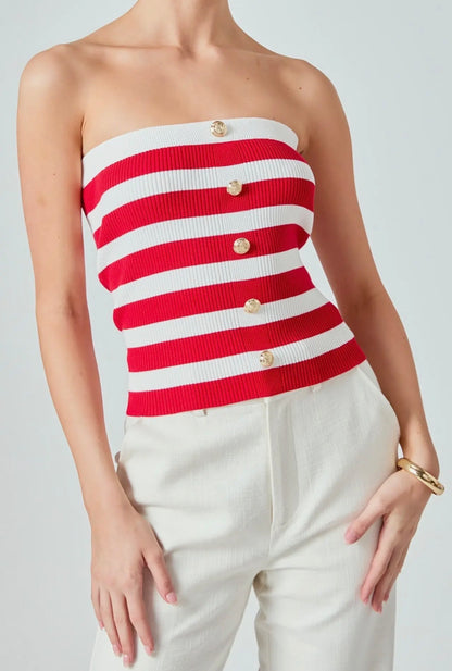 Striped Strapless Tube Top