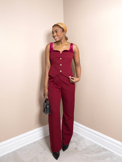 Velvet Hour Tweed Button Top