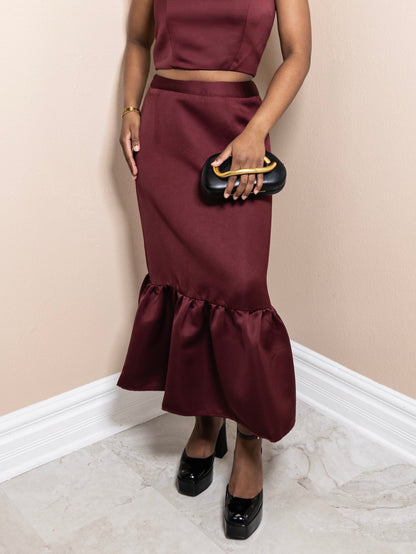 Wine & Bliss Midi Skirt