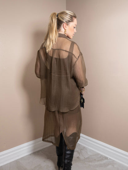 Sheer Confidence Button Up Top