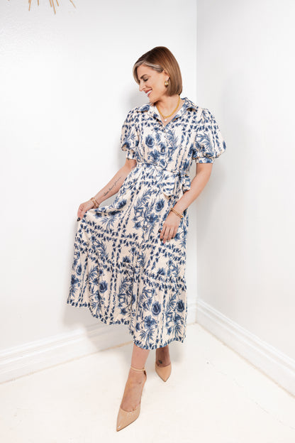 Cambridge Blooms Button Down Midi Dress