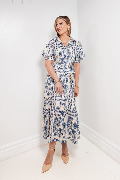 Cambridge Blooms Button Down Midi Dress