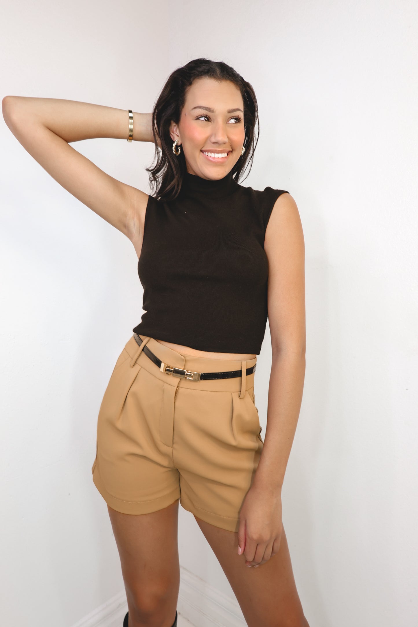 Camel High Waisted Shorts