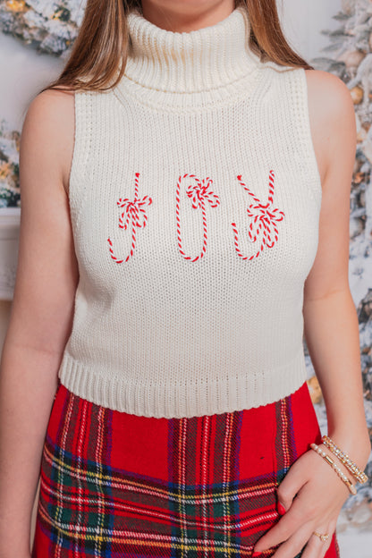 Candy Cane Bliss Cropped Knit Top