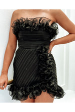 Center of Attention Black Ruffle Dress-Dresses-KCoutureBoutique, women's boutique in Bossier City, Louisiana
