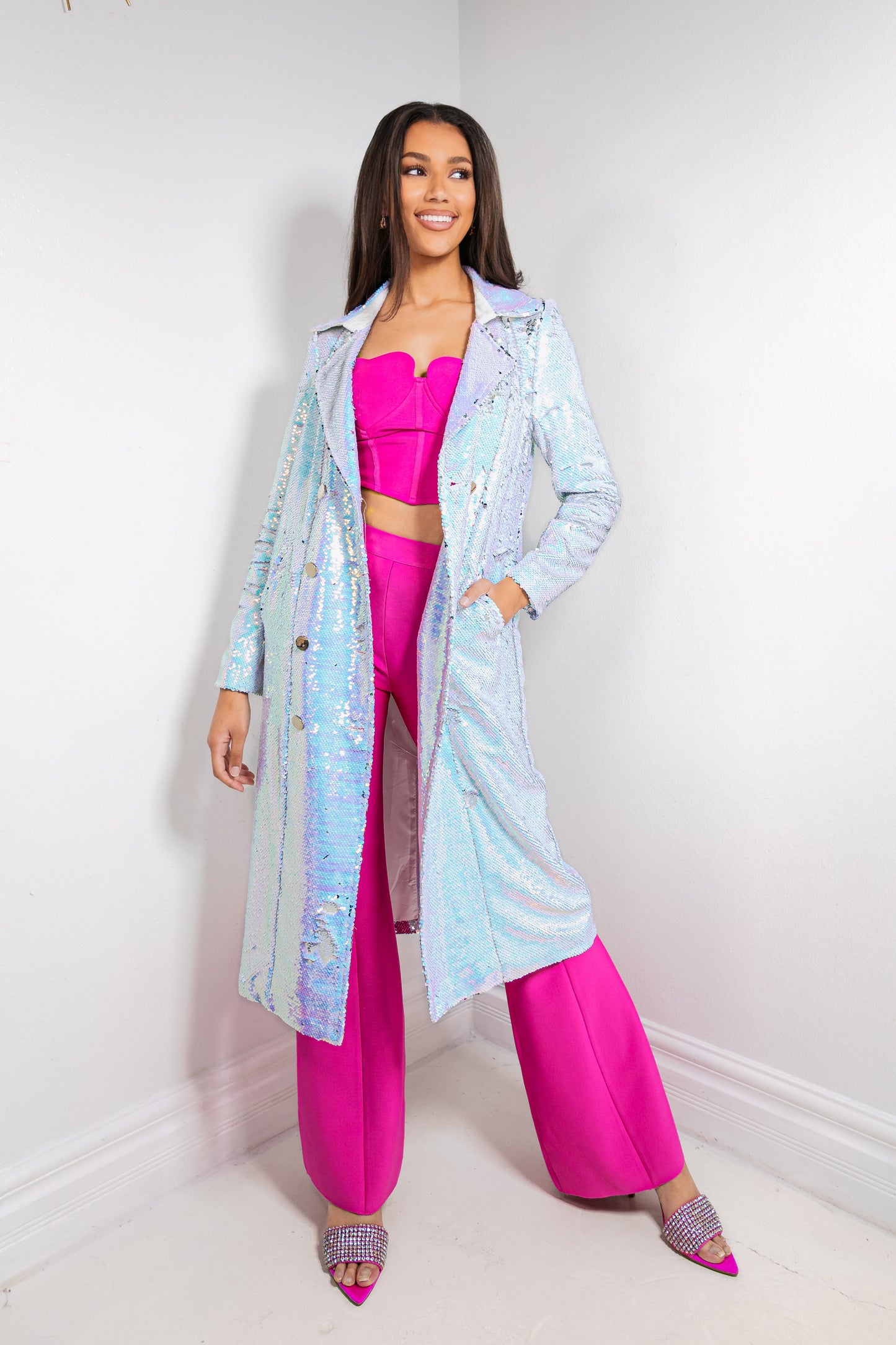 Champagne & Confetti Trench Coat