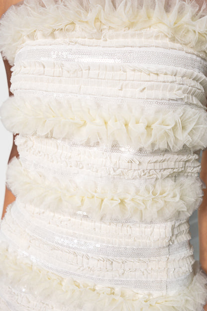 Cherish Me Ruffled Strapless Mini Dress