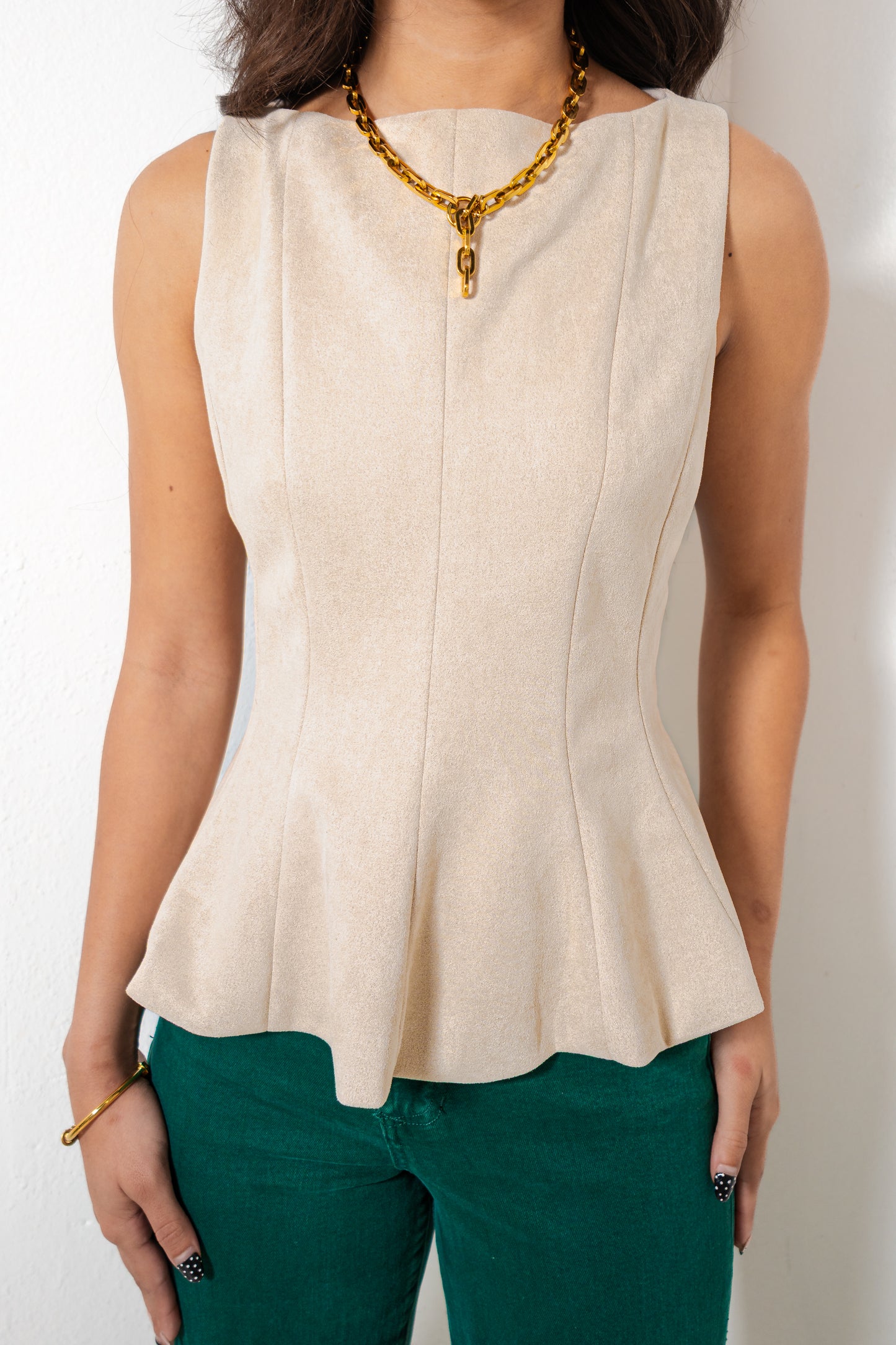 Chic Essence Suede Peplum Top