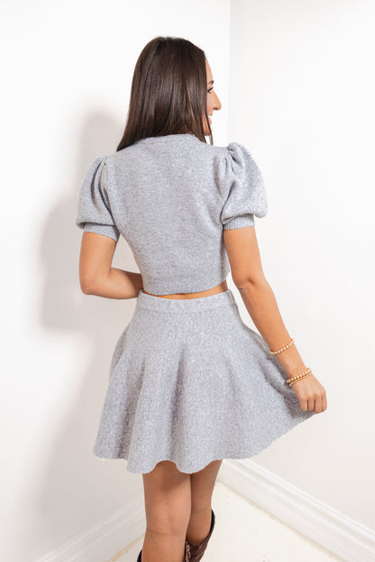 Chic & Cozy Puff Sleeve Cropped Knit Top