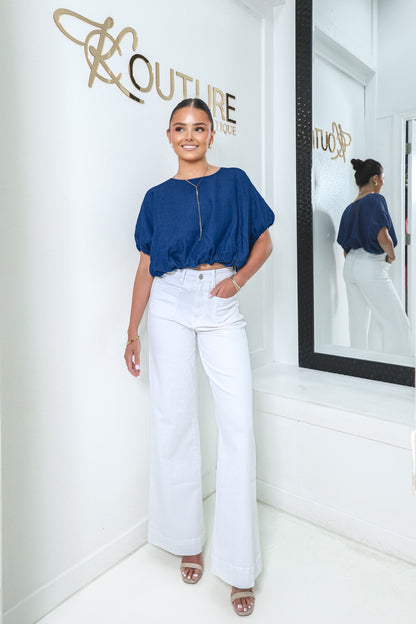 Chill Factor Bubble Hem Cropped Top