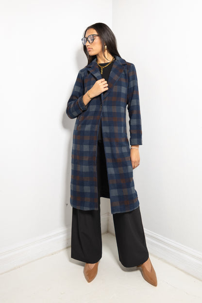Cider Season Plaid Trench Coat