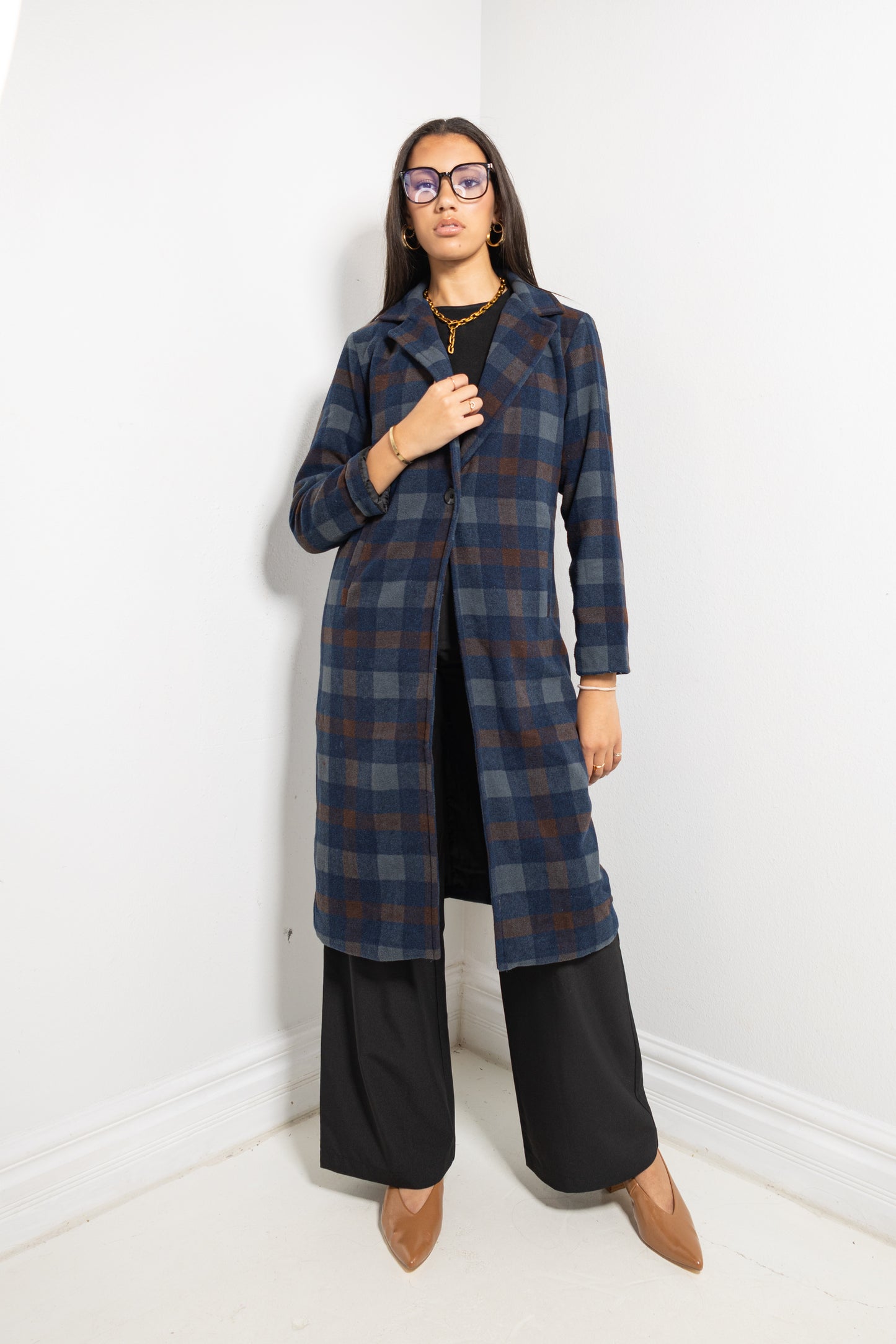 Cider Season Plaid Trench Coat