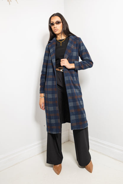 Cider Season Plaid Trench Coat