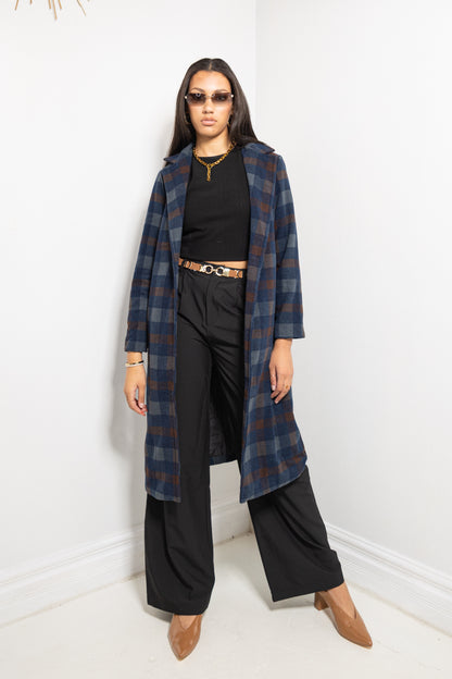 Cider Season Plaid Trench Coat