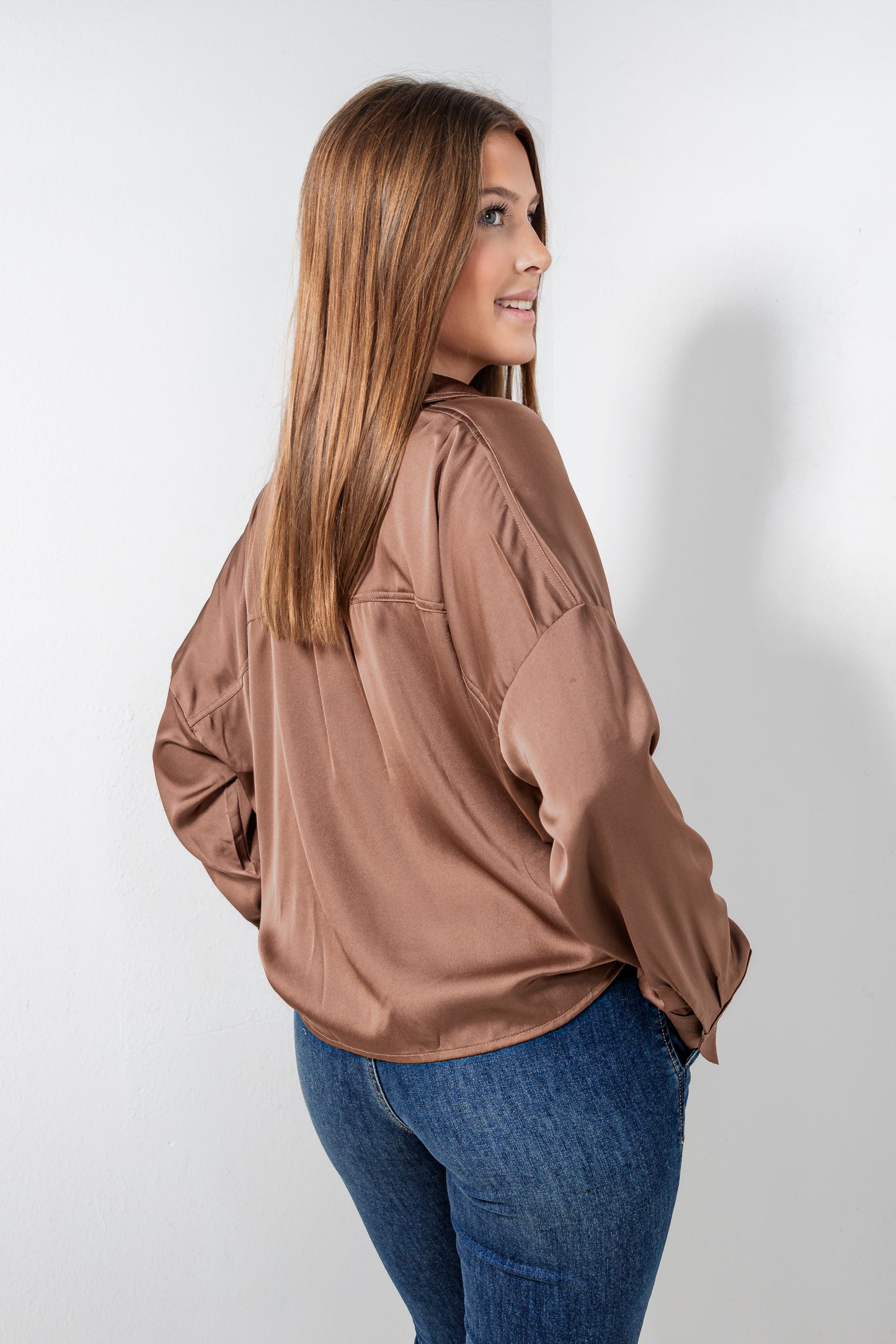 City Muse Satin Button Down Top