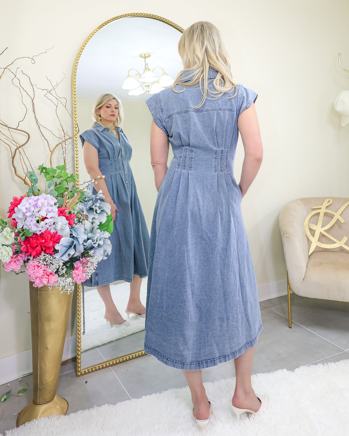 Classic Cool Corset Denim Maxi Dress