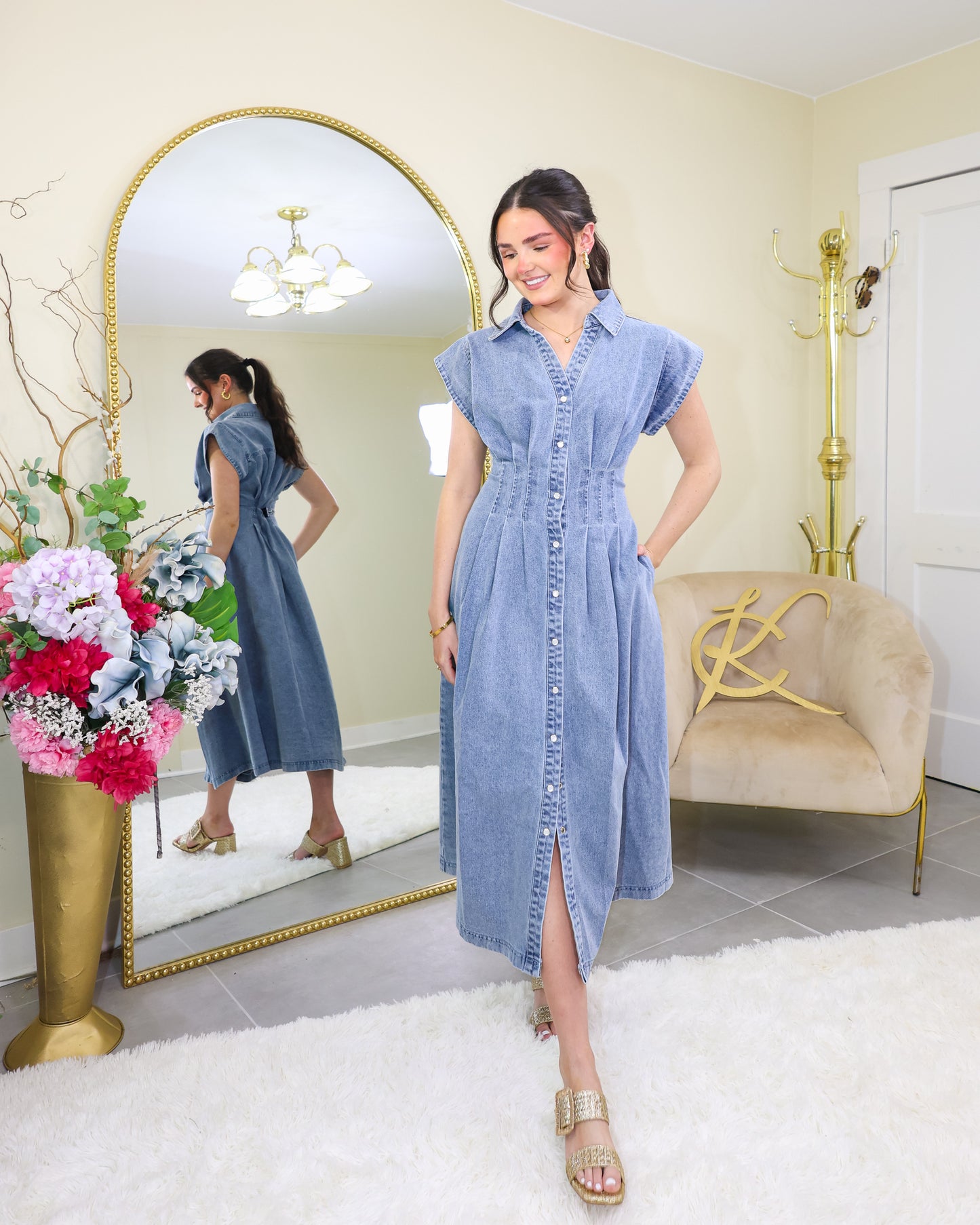 Classic Cool Corset Denim Maxi Dress Denim Blue / Small (0/2) Classic Cool Corset Denim Maxi Dress Denim Blue / Small (0/2)