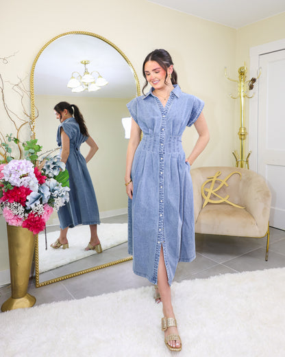 denim corset maxi dress Women's Denim Seamed Corset Maxi Dress by Gap Light Wash Size XL