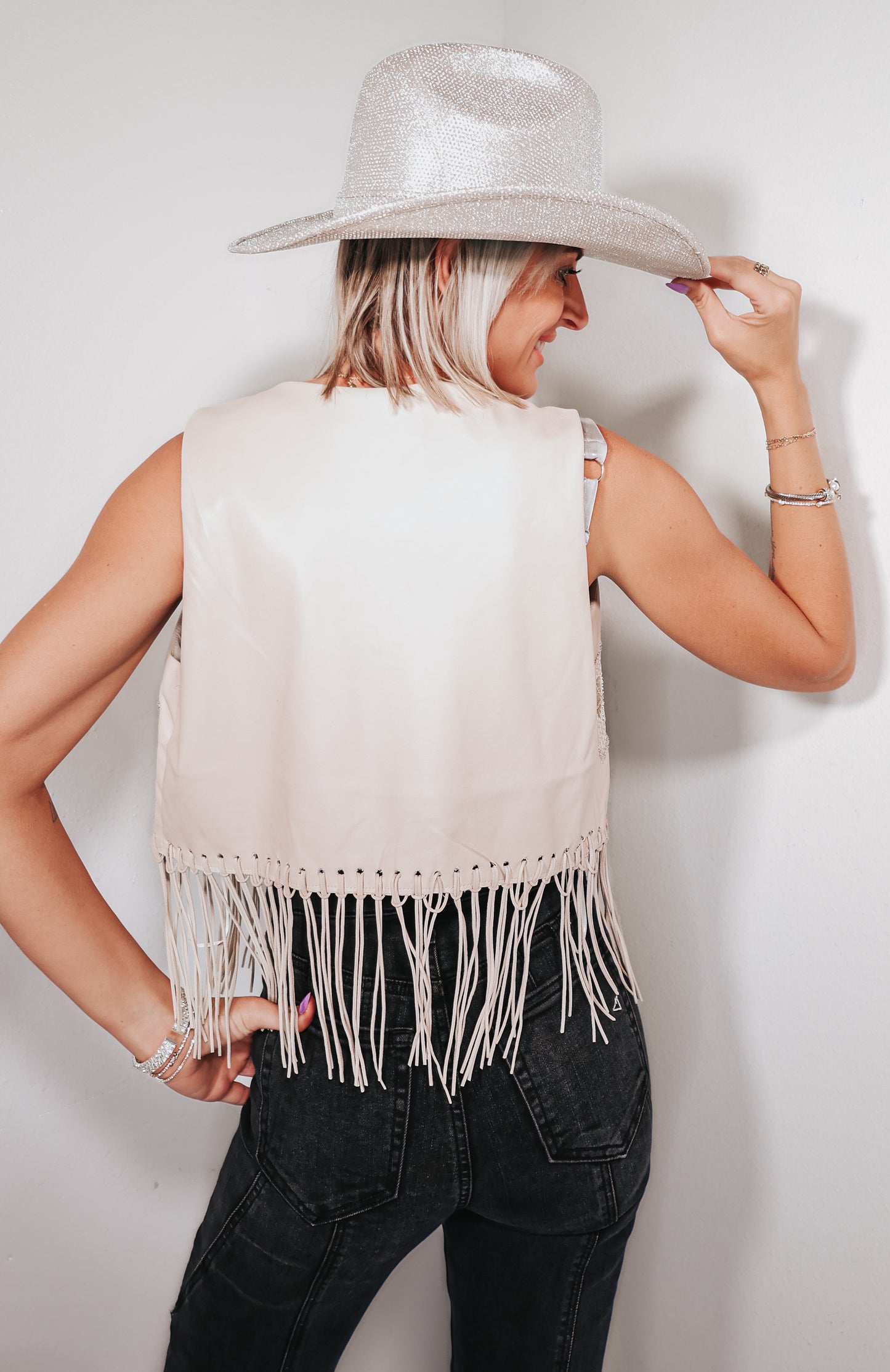 Cosmic Cowgirl Embellished Fringe Vest