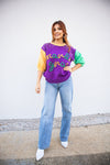 Colorblock Pearl Mardi Gras Sweater-Sweaters-KCoutureBoutique, women's boutique in Bossier City, Louisiana