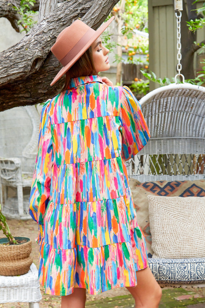 Colors of the Rainbow Poplin Dress-Dresses-KCoutureBoutique, women's boutique in Bossier City, Louisiana