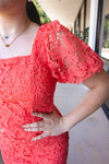 Coral Lace Cropped Top & Skirt Set-Sets-KCoutureBoutique, women's boutique in Bossier City, Louisiana
