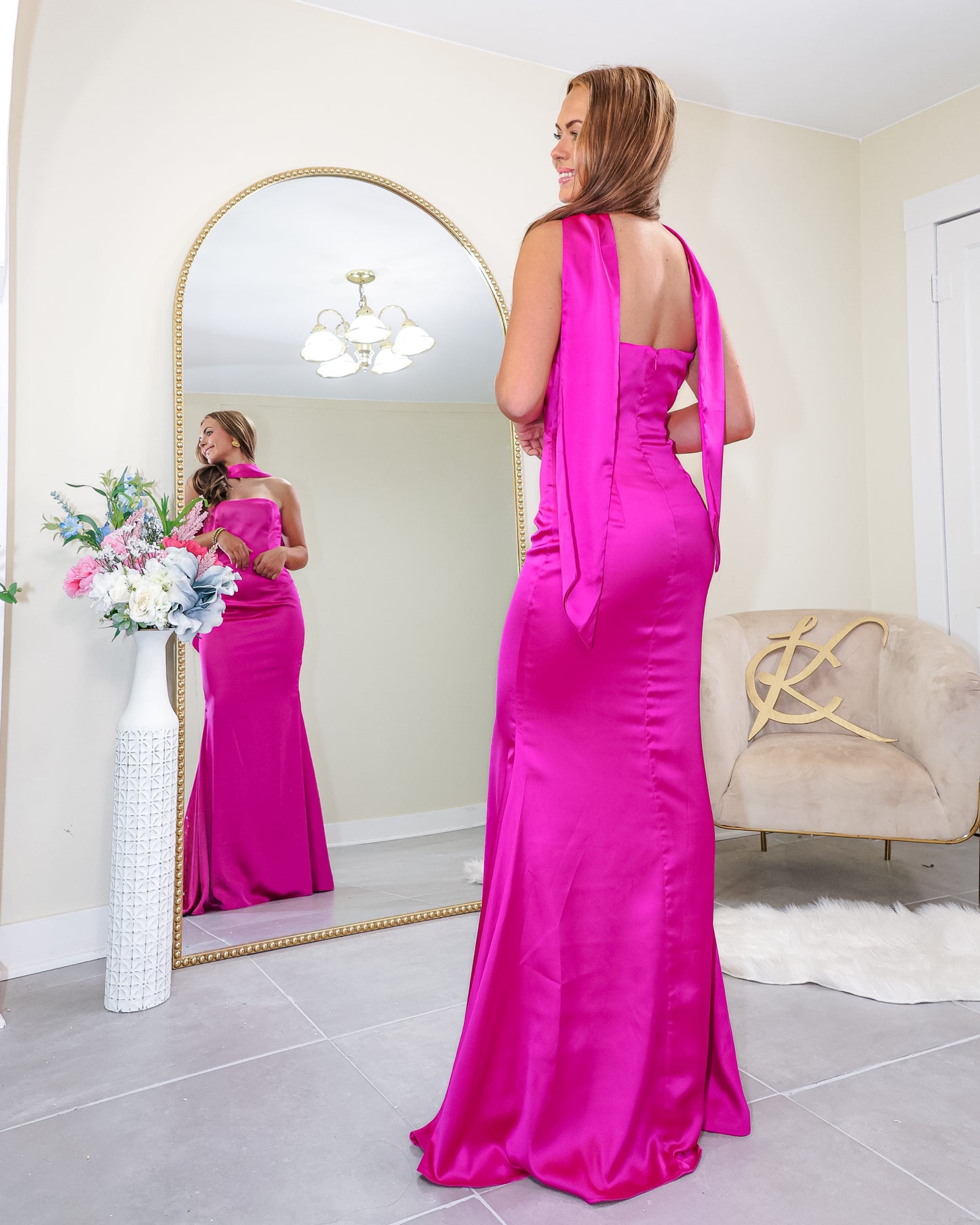 Cordially Yours Strapless Satin Gown