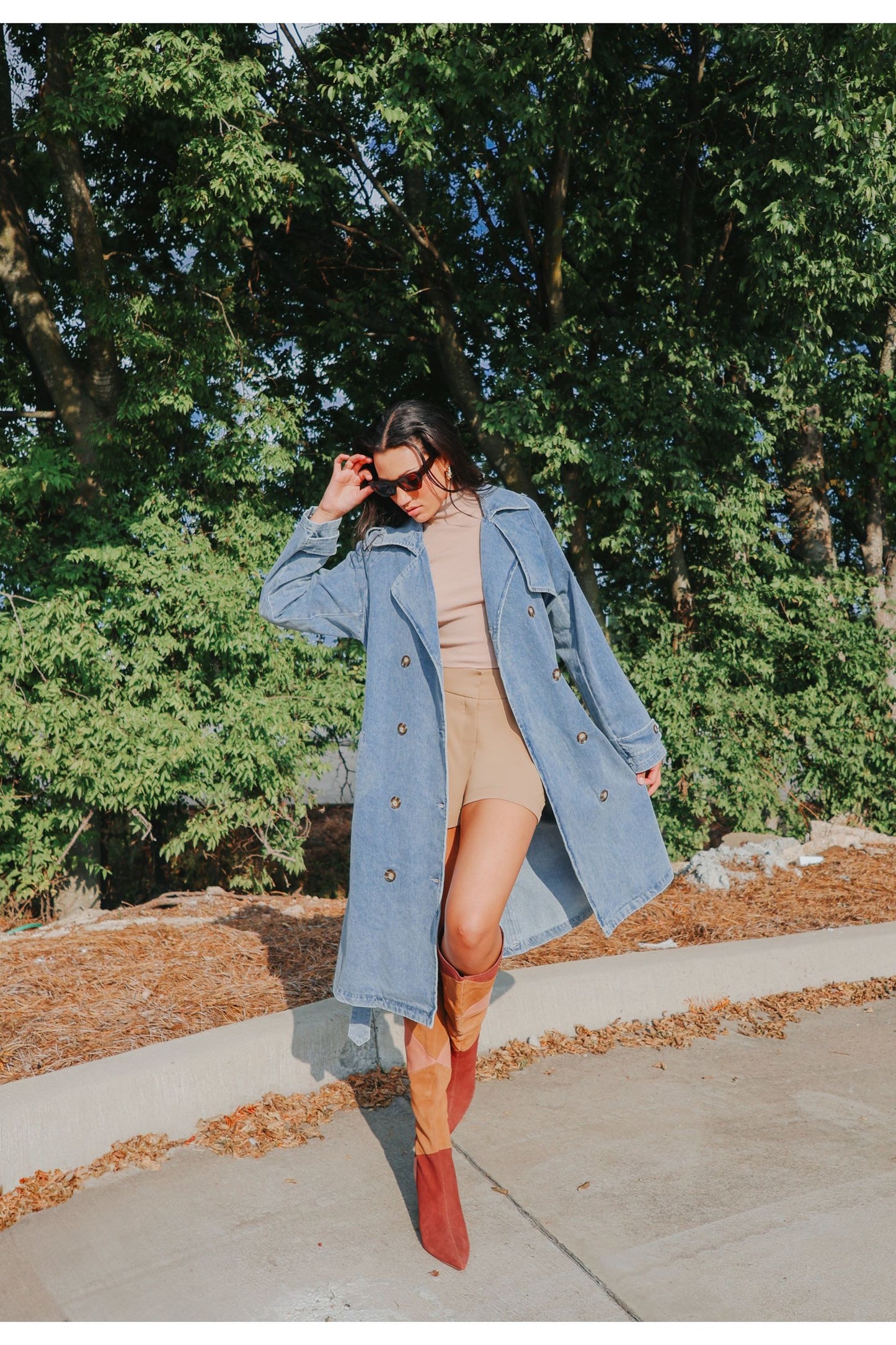 denim trench coat dress Jordan Denim Trench Vegan Leather / L / Medium Wash