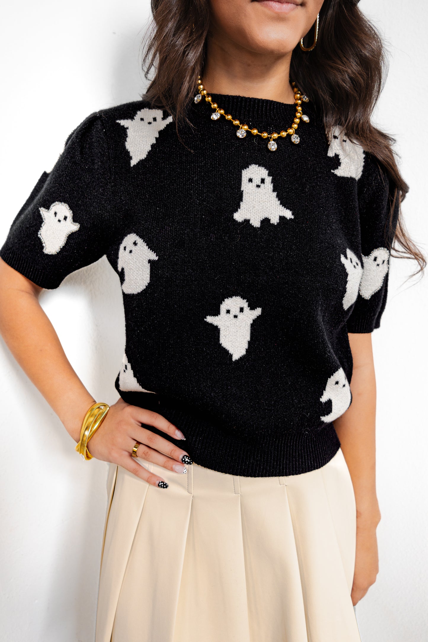 Boo Babe Puff Sleeve Sweater Top
