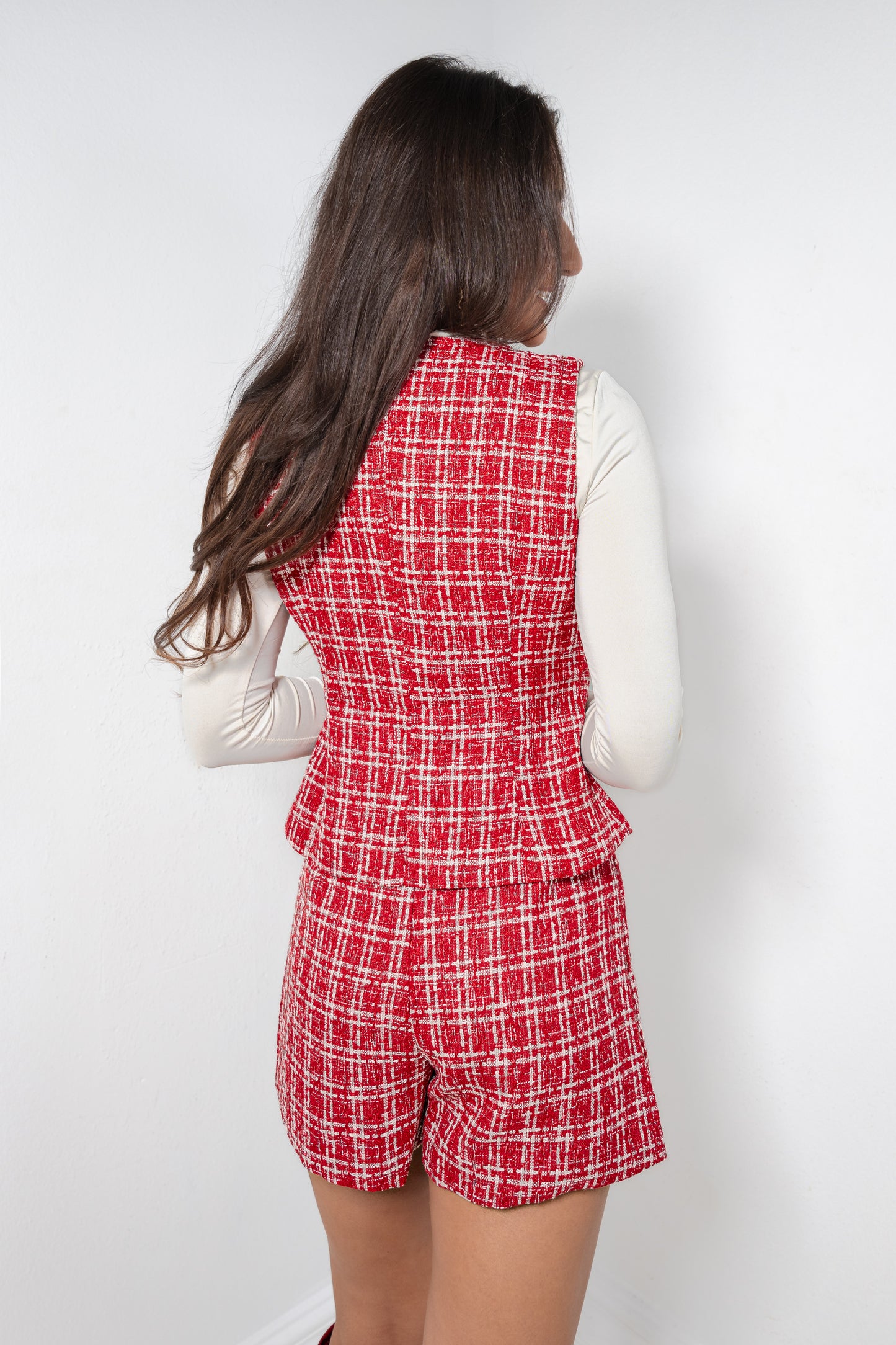 Crimson Noel Tweed Shorts